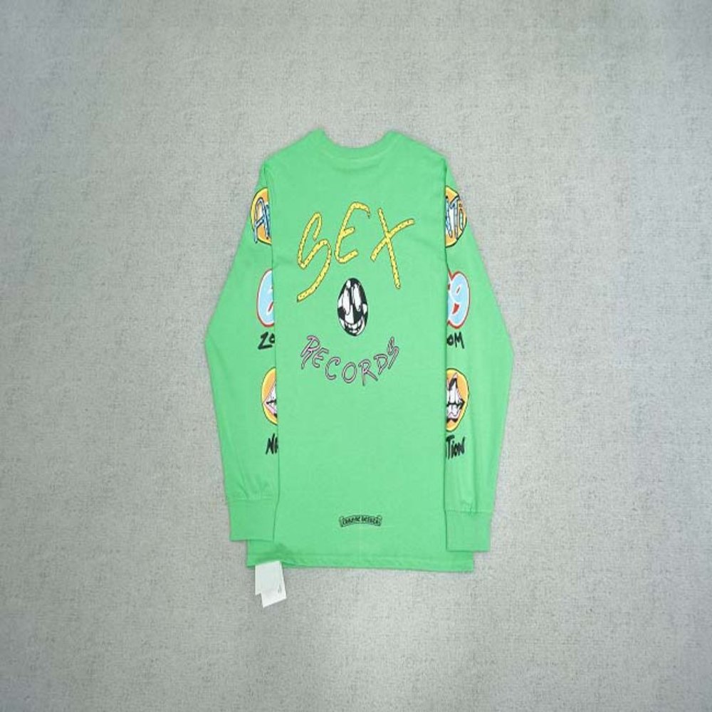 Chrome Hearts Yellow Letter Print Logo T-Shirt - Green Long Sleeve - Picture 6 of 13